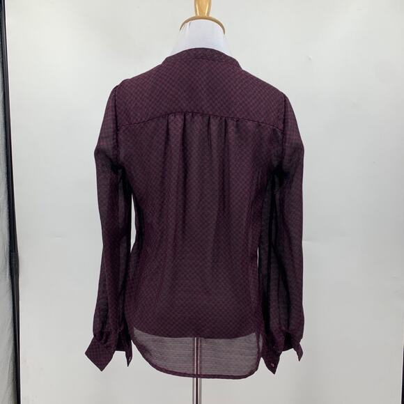 Joie Shirt Womens XS Extra Small Burgundy Mintee Houndstooth Hidden Buttons - Picture 9 of 14